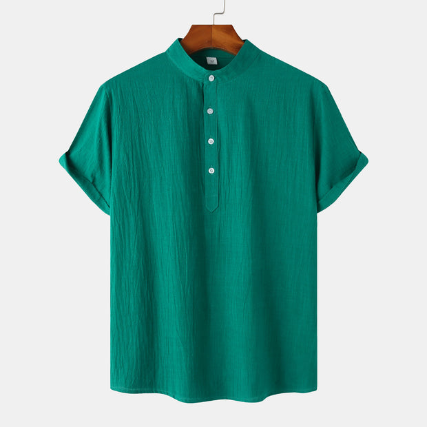 Casual Solid Color Shirt Short Sleeve Shirt Beach T-Shirt Tops