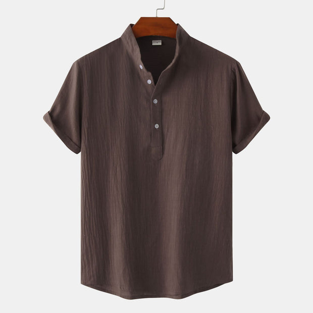 Casual Solid Color Shirt Short Sleeve Shirt Beach T-Shirt Tops