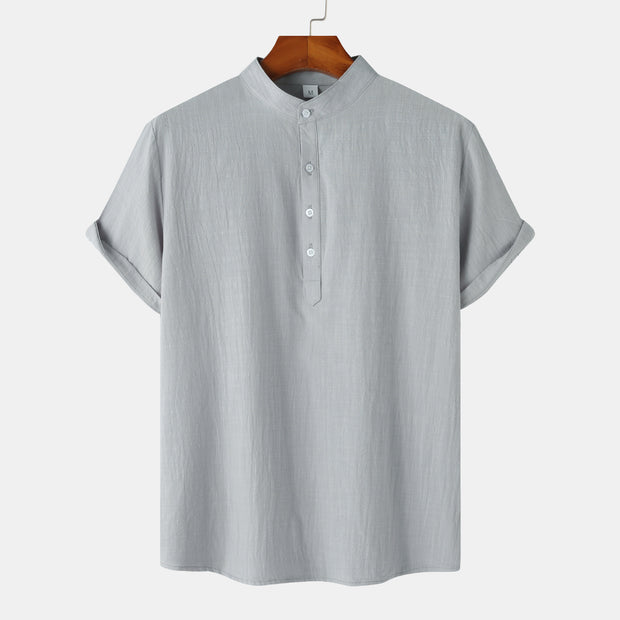 Casual Solid Color Shirt Short Sleeve Shirt Beach T-Shirt Tops