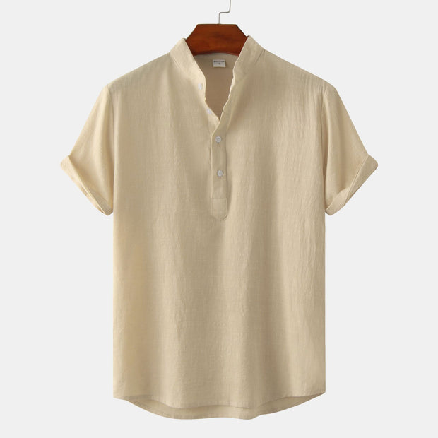 Casual Solid Color Shirt Short Sleeve Shirt Beach T-Shirt Tops
