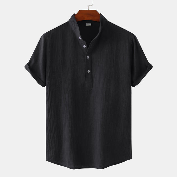 Casual Solid Color Shirt Short Sleeve Shirt Beach T-Shirt Tops