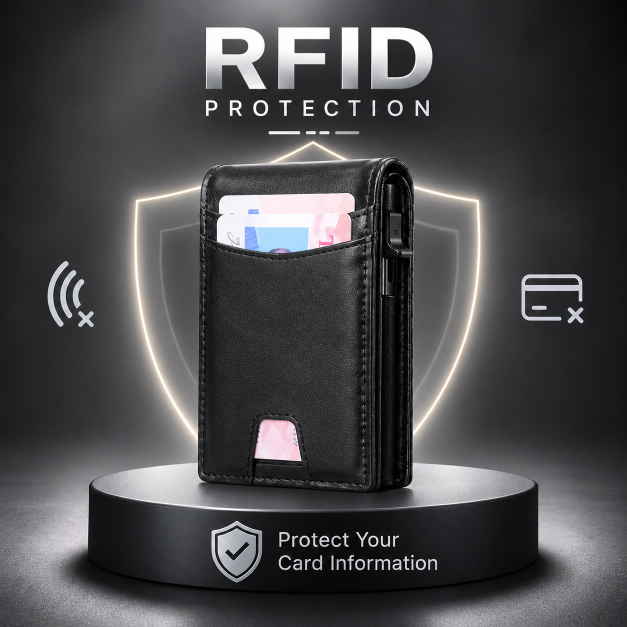 VaultGuard™ Leather RFID Pop-Up Wallet