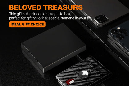 Slim AirTag Wallet for Men RFID Blocking Carbon Fiber Bifold