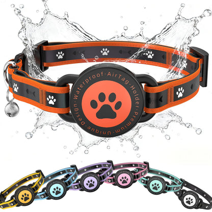 AirTag Breakaway Reflective Cat Collar with Holder & Bell