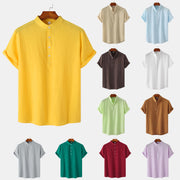 Casual Solid Color Shirt Short Sleeve Shirt Beach T-Shirt Tops