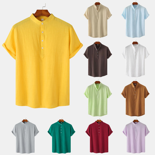 Casual Solid Color Shirt Short Sleeve Shirt Beach T-Shirt Tops