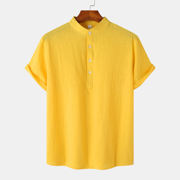 Casual Solid Color Shirt Short Sleeve Shirt Beach T-Shirt Tops
