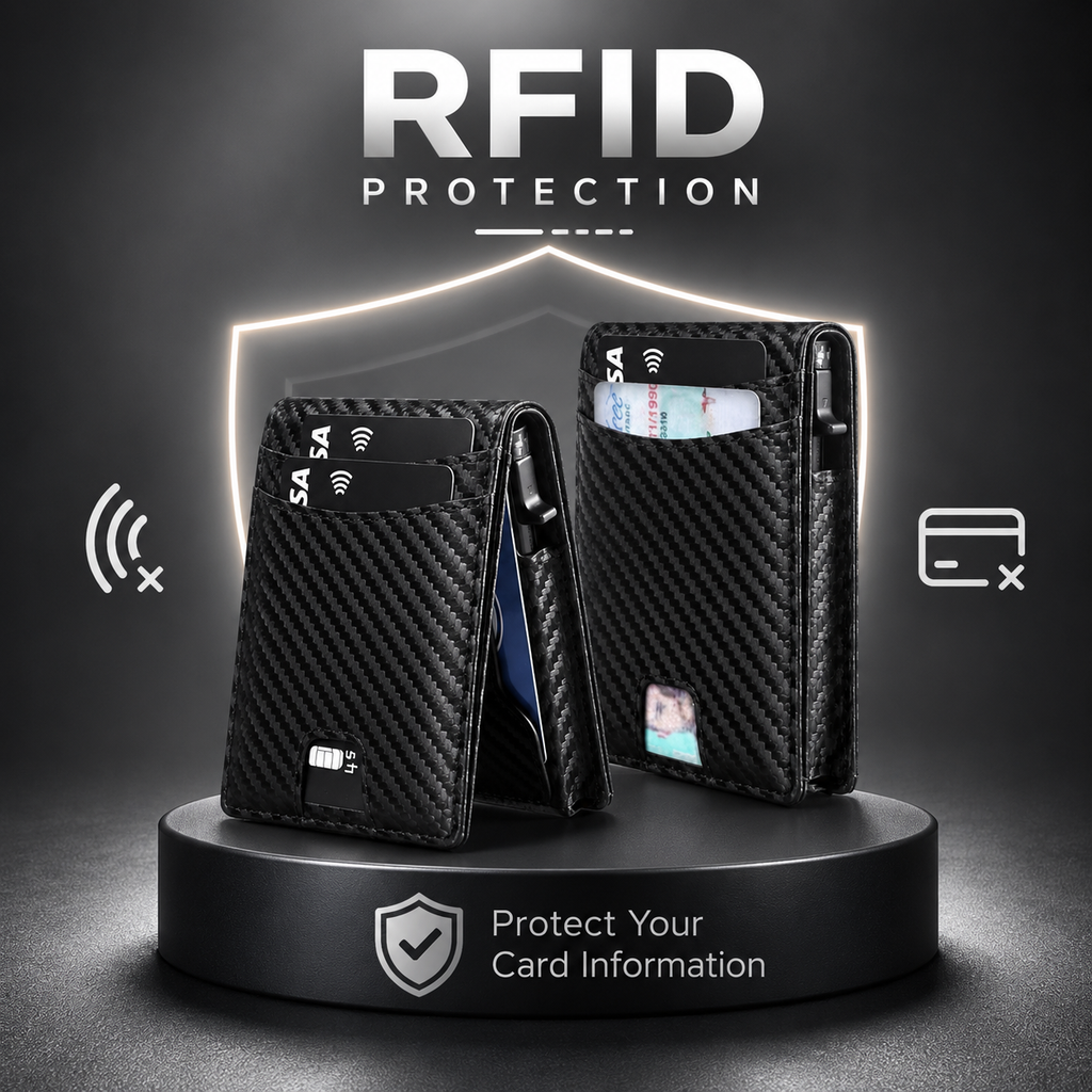 VaultGuard™ Leather RFID Pop-Up Wallet with Cash Pocket