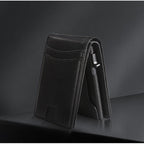 VaultGuard™ Leather RFID Pop-Up Wallet with Cash Pocket