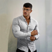 Men's Long Sleeve Super Slim Fit Plain Casual Shirt Spring Autumn Winter