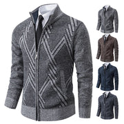 Men's Knit Cardigan Autumn Winter Sweater Coat Man Clothes Brown Blue