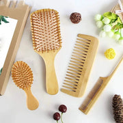 Hair Brush Set,Natural Bamboo Comb Paddle Detangling Hairbrush