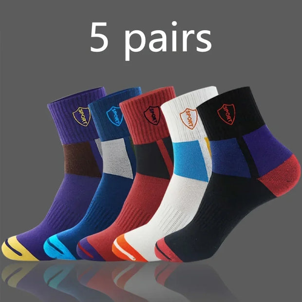 5 pairs of men's socks mid-calf socks sports sweat