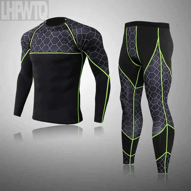 Men's Winter Thermal Underwear Set Gym Clothing Running Man