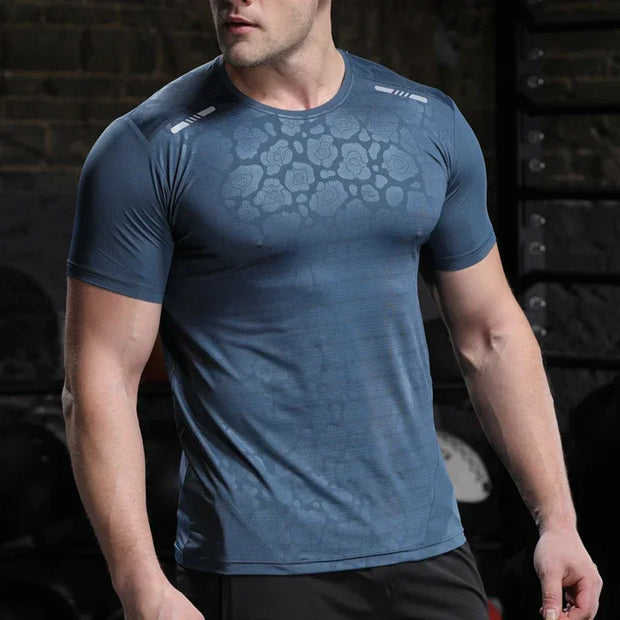 Men Running Compression T-shirt Dry Fit Short Sleeve Sport