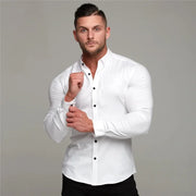 Men's Long Sleeve Super Slim Fit Plain Casual Shirt Spring Autumn Winter