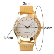 Fashion men,s Rhinestone Inlaid Round Dial Mesh Band