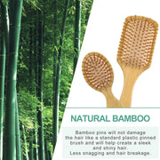 Hair Brush Set,Natural Bamboo Comb Paddle Detangling Hairbrush