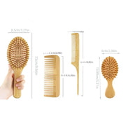 Hair Brush Set,Natural Bamboo Comb Paddle Detangling Hairbrush