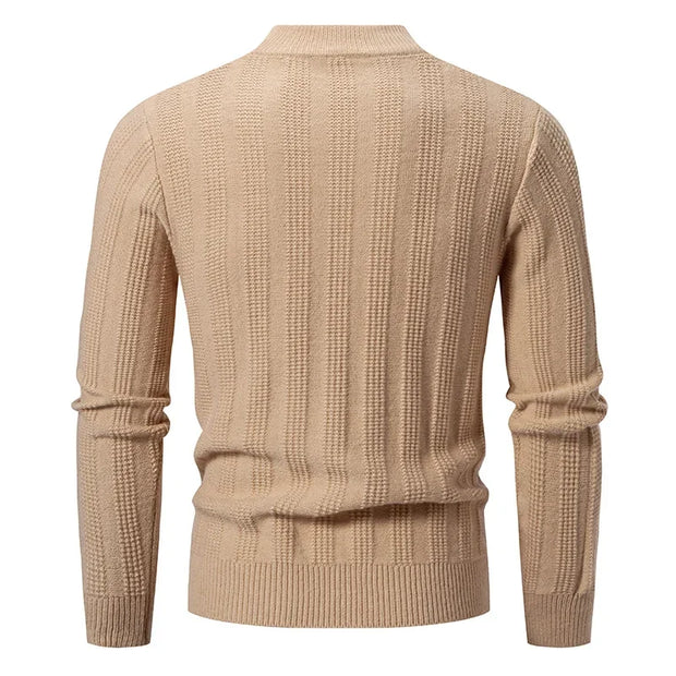 2024 High Quality Men's New Autumn and Winter Casual Warm Color Block Sweater Knit Tops