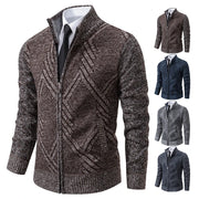 Men's Knit Cardigan Autumn Winter Sweater Coat Man Clothes Brown Blue