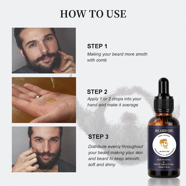 Men Fast Beard Growth Oil  Natural Organic Beard Essential Oil Hair