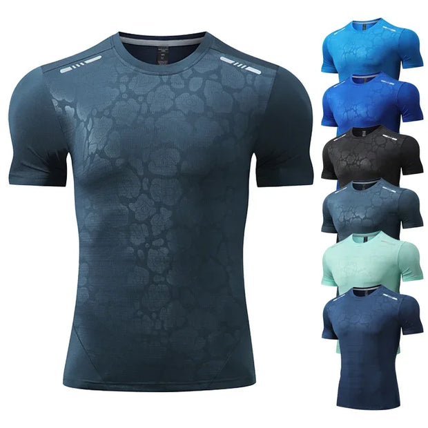 Men Running Compression T-shirt Dry Fit Short Sleeve Sport