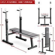 Adjustable Weight Bench Press with Squat Rack Folding