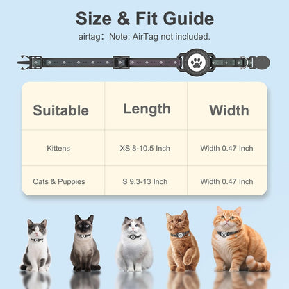 AirTag Breakaway Reflective Cat Collar with Holder & Bell
