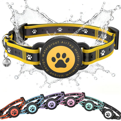 AirTag Breakaway Reflective Cat Collar with Holder & Bell
