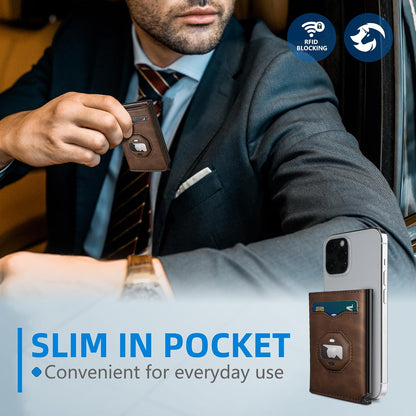 AirTag Wallet for Men Pop Up RFID Leather Slim Trifold Wallet