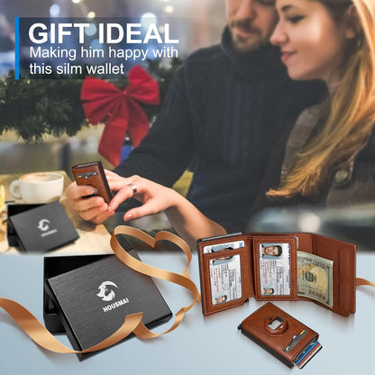 AirTag Wallet for Men RFID Pop Up Leather Wallet with Card Holder