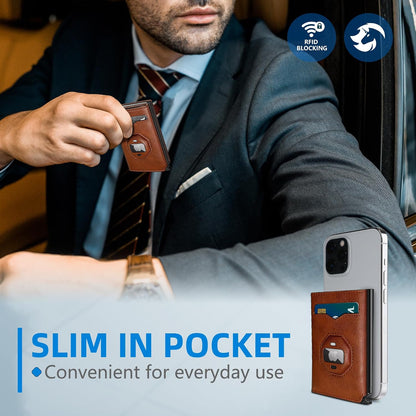 AirTag Wallet for Men RFID Pop Up Leather Wallet with Card Holder