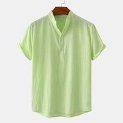 Casual Solid Color Shirt Short Sleeve Shirt Beach T-Shirt Tops