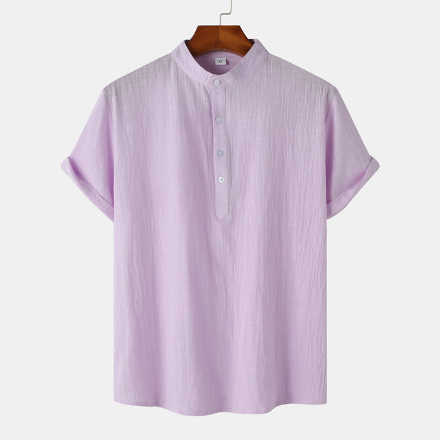 Casual Solid Color Shirt Short Sleeve Shirt Beach T-Shirt Tops