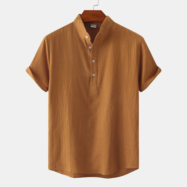 Casual Solid Color Shirt Short Sleeve Shirt Beach T-Shirt Tops