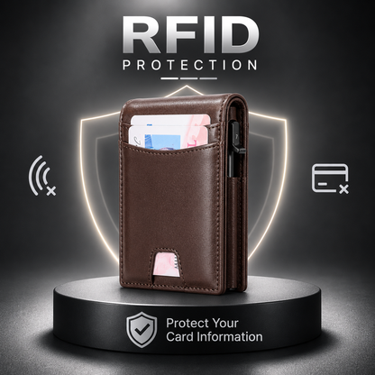 VaultGuard™ Leather RFID Pop-Up Wallet