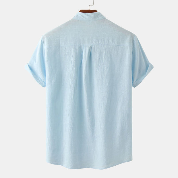 Casual Solid Color Shirt Short Sleeve Shirt Beach T-Shirt Tops