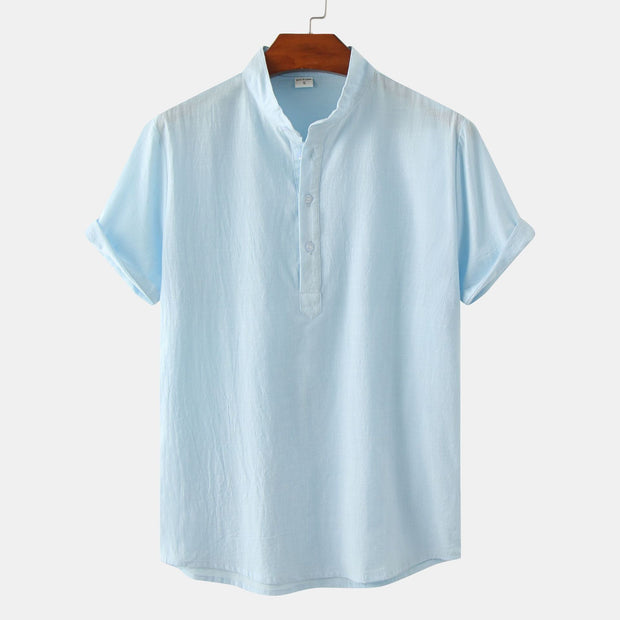 Casual Solid Color Shirt Short Sleeve Shirt Beach T-Shirt Tops