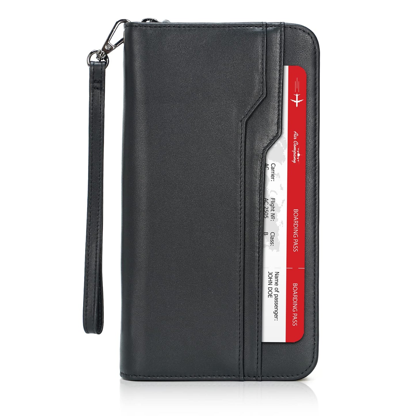 Family Leather Passport Wallet RFID Blocking Holder for 6 Passports