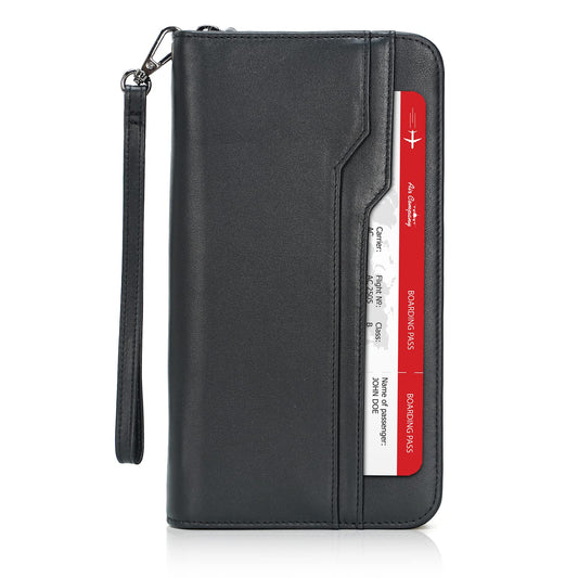 Family Leather Passport Wallet RFID Blocking Holder for 6 Passports