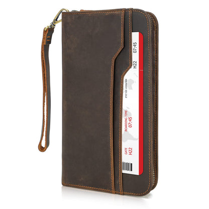 Family Leather Passport Wallet RFID Blocking Holder for 6 Passports
