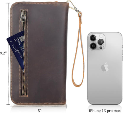 Family Leather Passport Wallet RFID Blocking Holder for 6 Passports