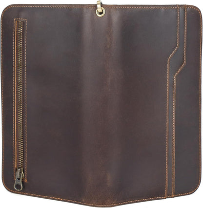 Family Leather Passport Wallet RFID Blocking Holder for 6 Passports