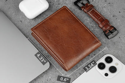 Genuine Leather Men’s RFID Blocking Bifold Wallet with 13 Card Slots