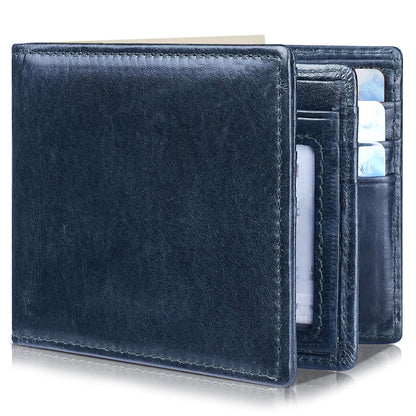 Genuine Leather Men’s RFID Blocking Bifold Wallet with 13 Card Slots