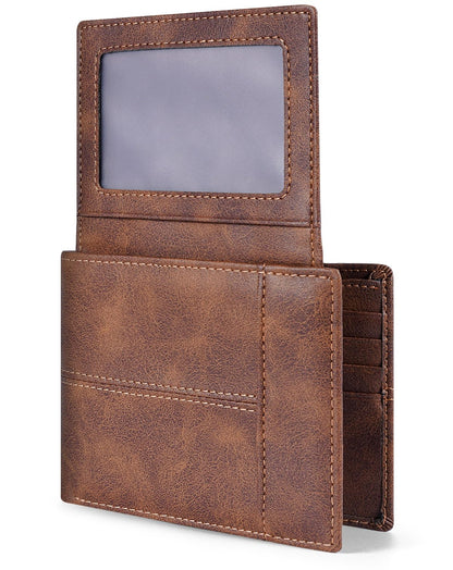 Genuine Leather RFID Blocking Wallet for Men 15 Card Bifold Zipper