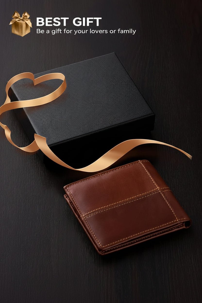Genuine Leather RFID Blocking Wallet for Men 15 Card Bifold Zipper