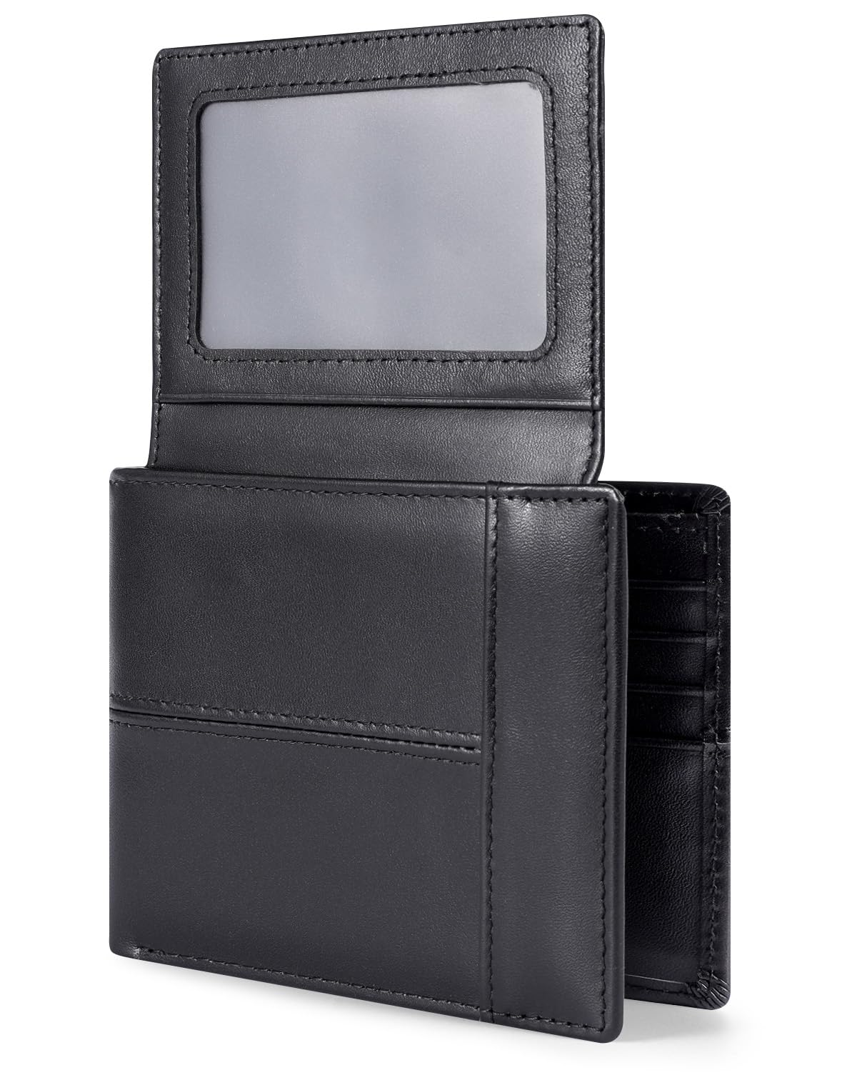 Genuine Leather RFID Blocking Wallet for Men 15 Card Bifold Zipper