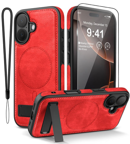 iPhone 17 Pro Max Leather Case with MagSafe Magnetic Kickstand